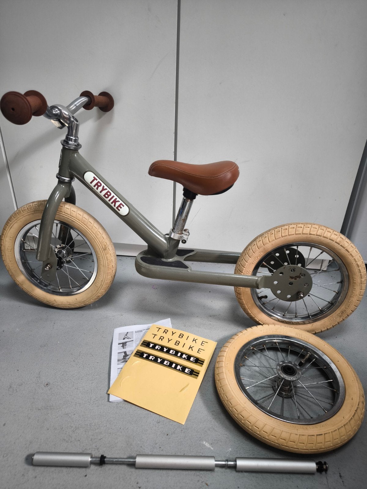 Trybike Steel Vintage mat groen 2-in-1, Ophalen, Gebruikt, Loopfiets