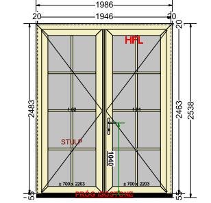 Dubbele kunststof deur NIEUW, Doe-het-zelf en Verbouw, Kozijnen en Schuifpuien, Kunststof, Deurkozijn, Nieuw, 225 cm of meer