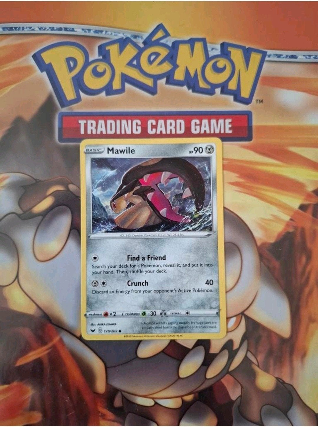 Mawile 129/202 Sword&Shield base set pokemon kaart nm, Ophalen of Verzenden, Zo goed als nieuw, Losse kaart