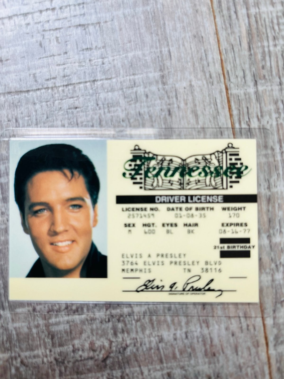 Elvis Presley Rijbewijs Souvenir Kaart, Ophalen, Zo goed als nieuw, Foto of Kaart