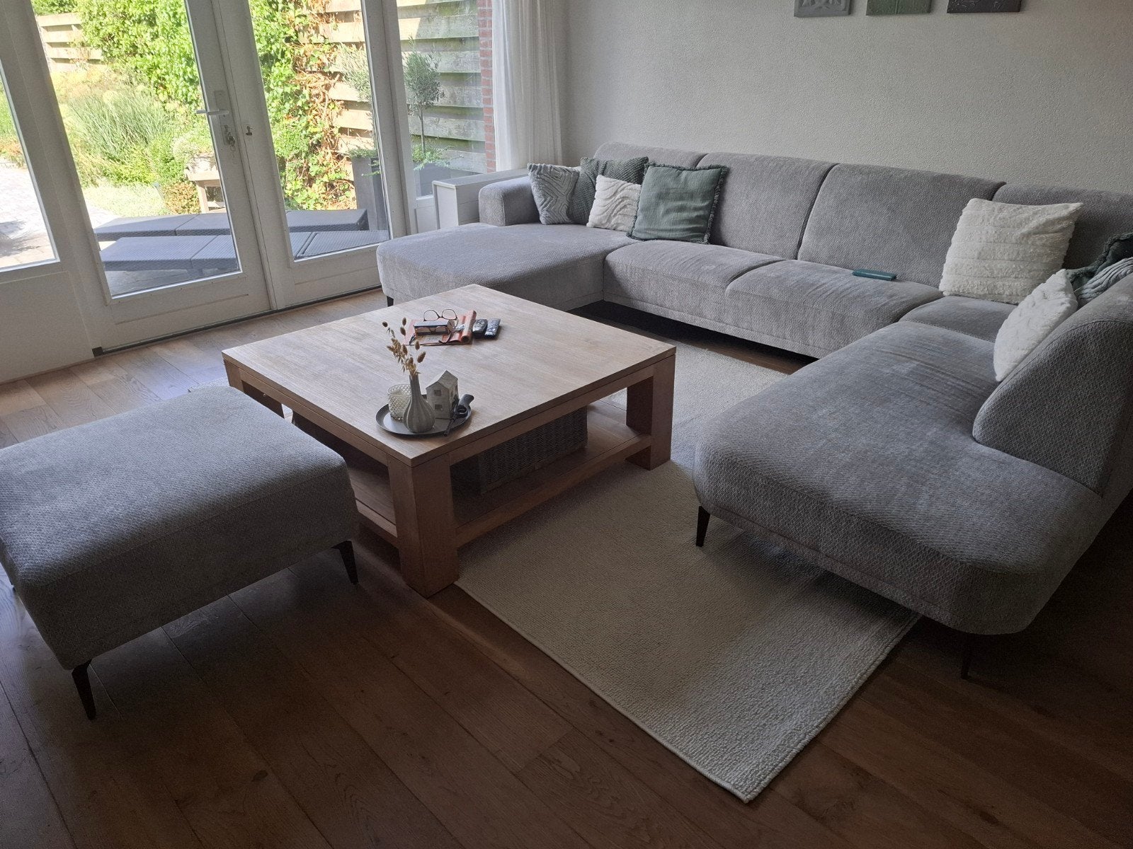 teakhouten salontafel 110x110, Ophalen, Vierkant, 100 tot 150 cm, 100 tot 150 cm