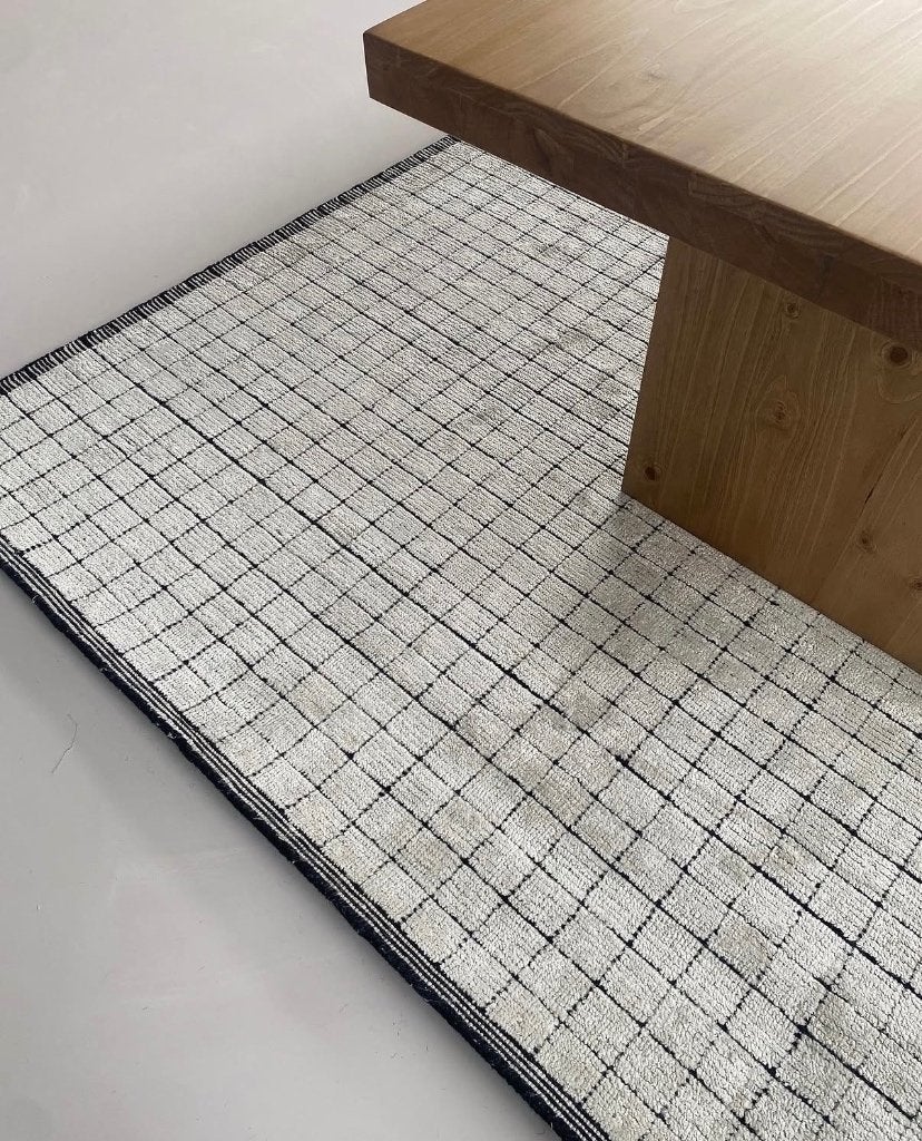 Groot vloerkleed creme/zwart