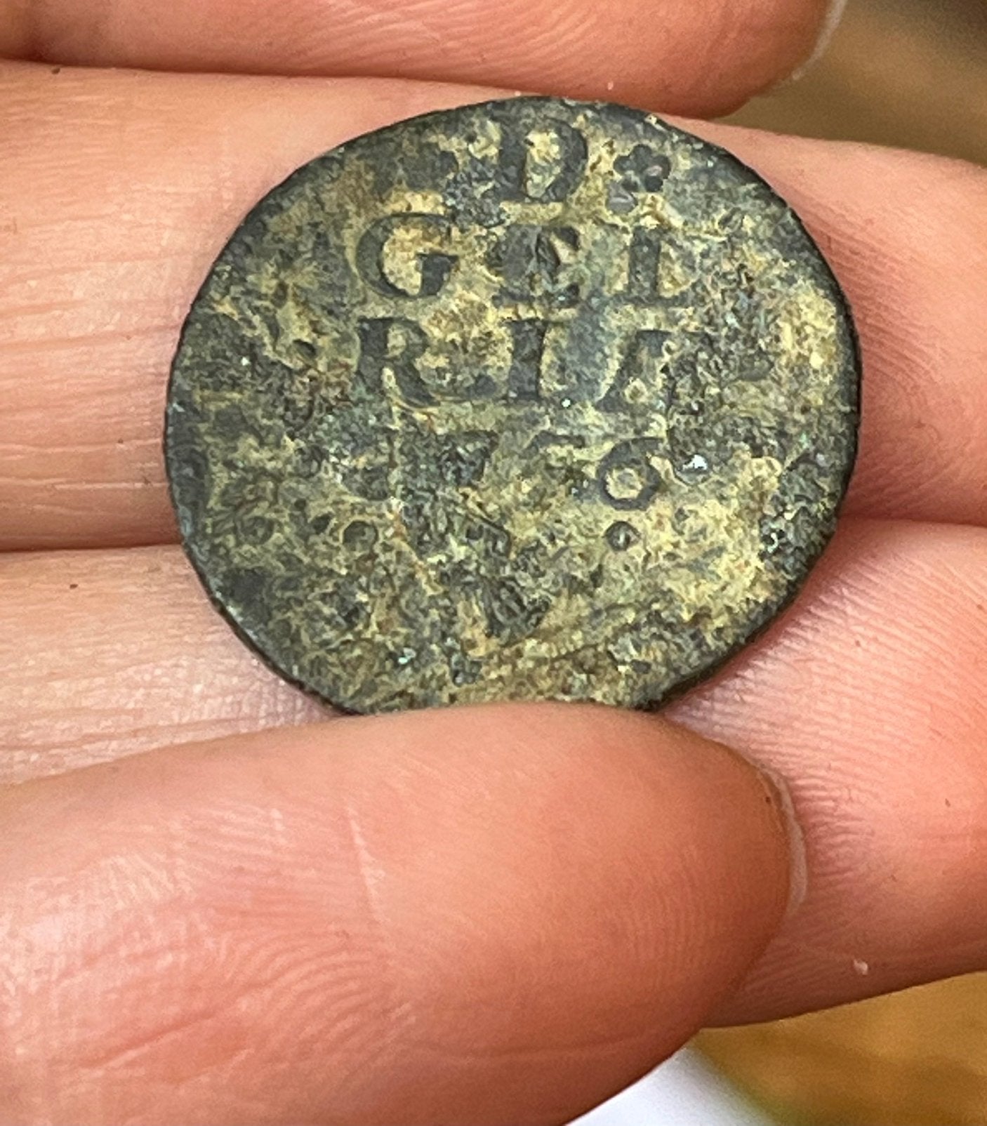 Bodemvondst…17e/18e Duit D Gelria 1756, Ophalen of Verzenden, Vóór koninkrijk, Overige waardes, Losse munt
