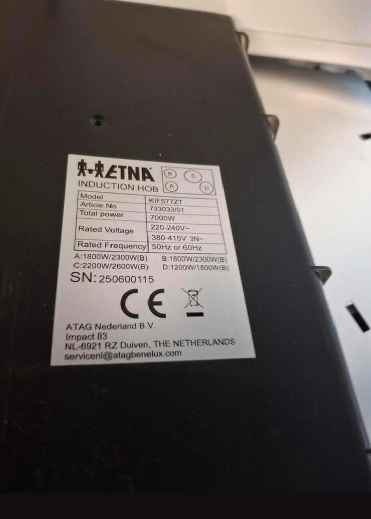 Nieuwe Etna KIF577ZT inbouw inductiekookplaat, Witgoed en Apparatuur, Kookplaten, Etna, Etna, Nieuw, Energieklasse A of zuiniger