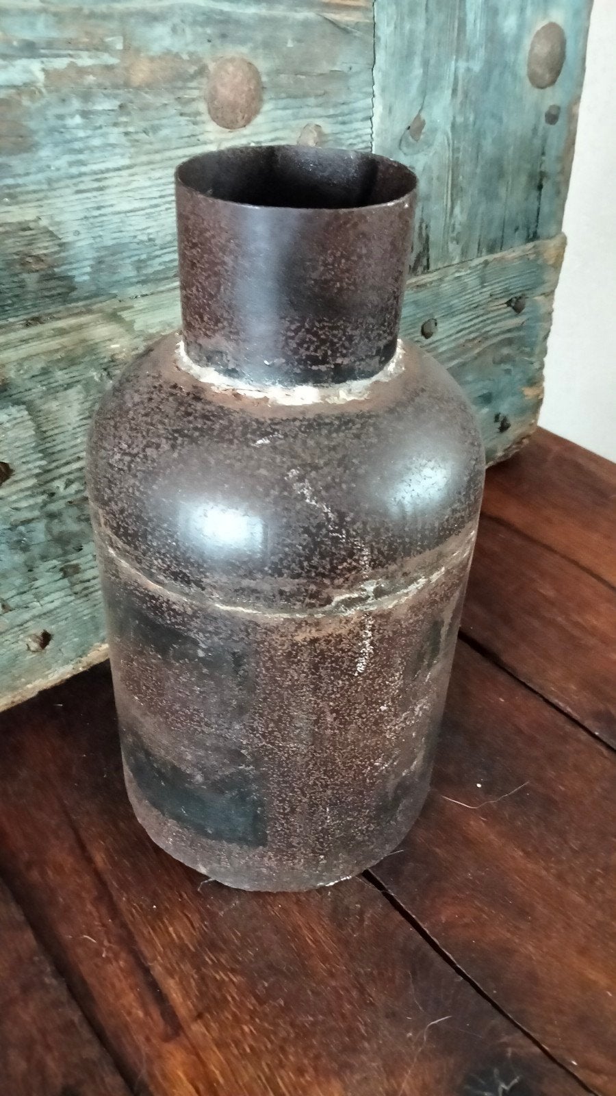 Brocante metalen grote vaas, Ophalen of Verzenden