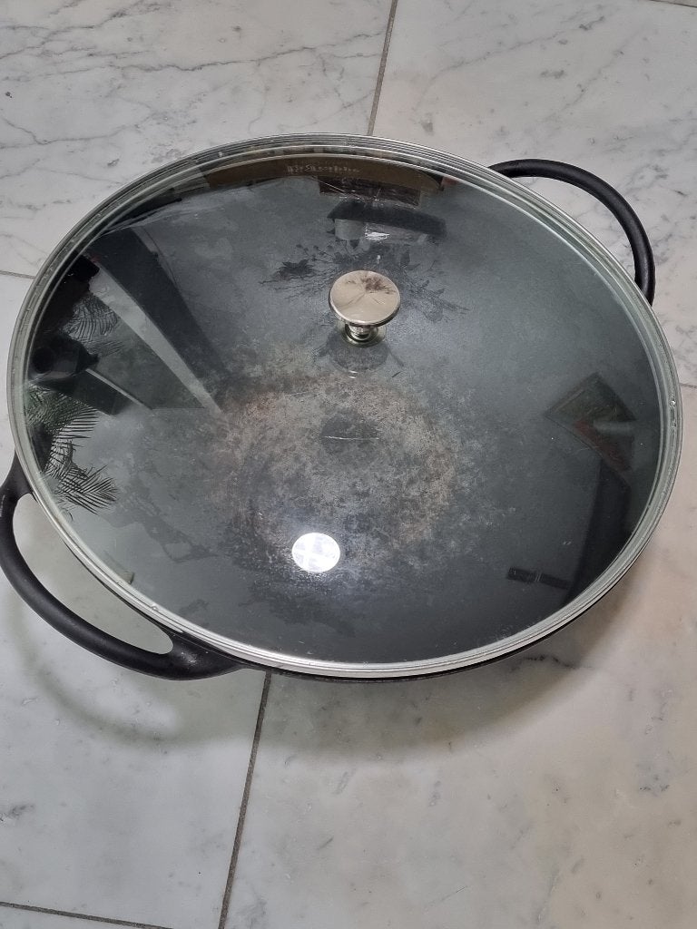 Gietijzeren Braadpan met Deksel - 37 cm, Ophalen, Gebruikt, Met deksel, Braadpan