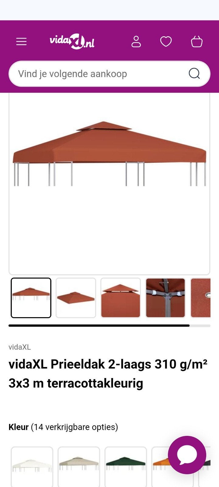 Nieuw Prieeldak 3x3m Terracotta - Retourpallet, Tuin en Terras, Minder dan 4 meter, Nieuw, Paviljoen, Minder dan 5 meter