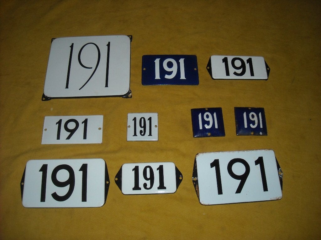 oud emaille huisnummer 191 ook 192 193 194 195 196 197 198 7, Ophalen of Verzenden