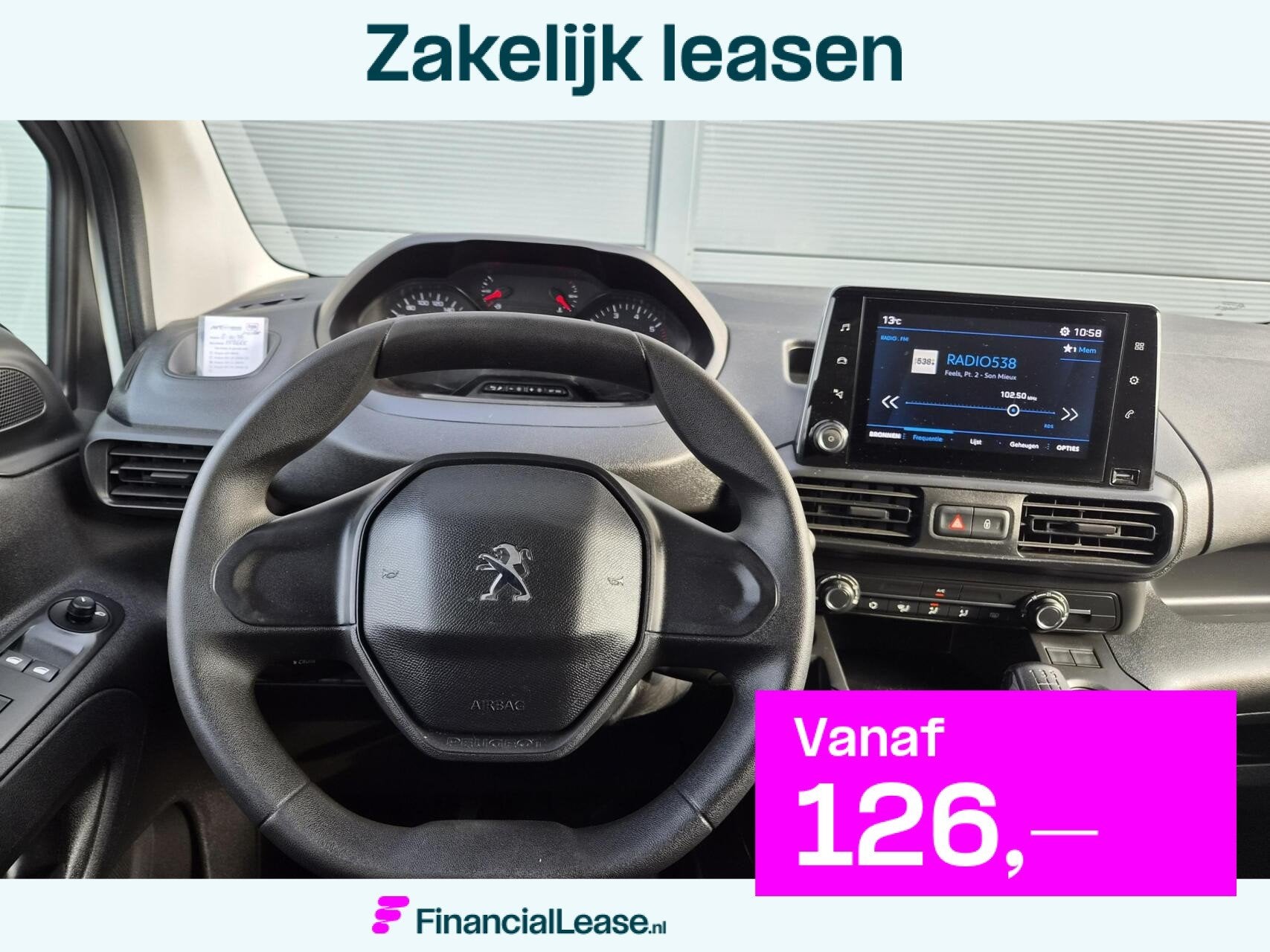 Peugeot Partner 1.5 BlueHDI Airco Cruise Navi 2x-schuifd, Gebruikt, 4 cilinders, Wit, Origineel Nederlands