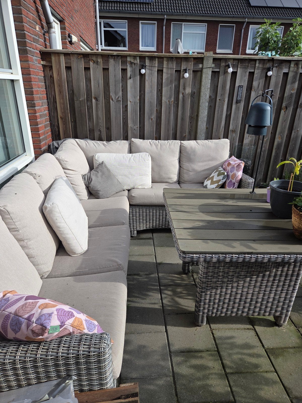 Wicker loungeset met tafel en hoes, Ophalen, Gebruikt, 6 zitplaatsen, Loungeset