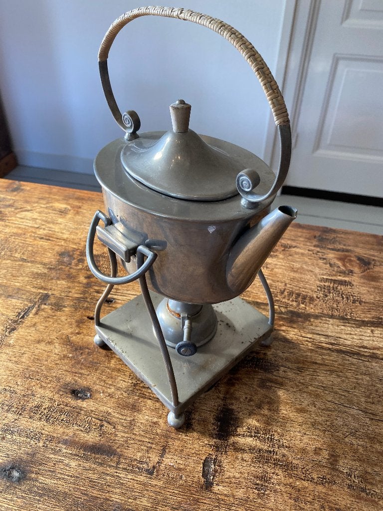 Antiek, brocante hangende theepot verwarmende wieg, Ophalen of Verzenden