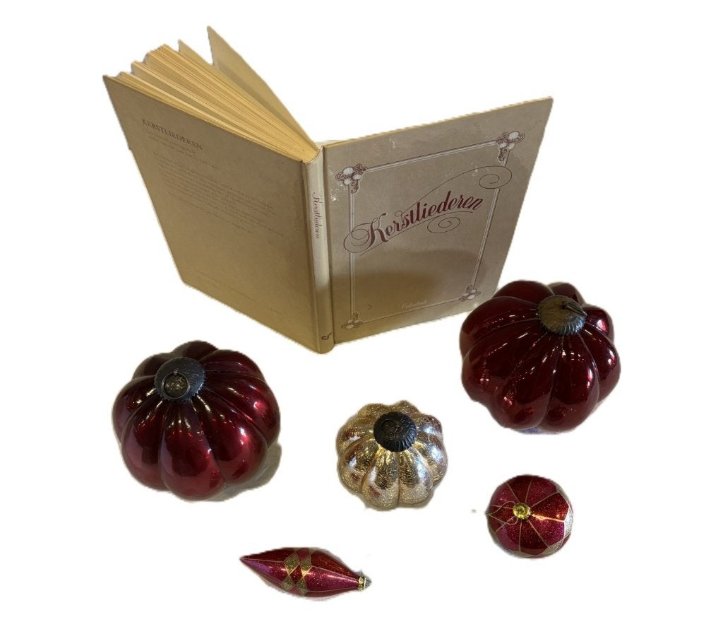 Oude glazen kerstballen Kugel-stijl, 27 stuks + boekje, Vintage, Gebruikt, Niet bekend (tweedehands product), Meerkleurig