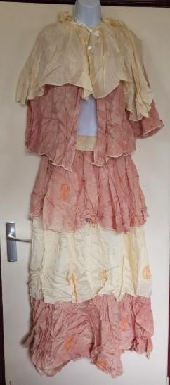 Prachtig 2delig roze geel elven outfit mt L/XL - Carnaval, Carnaval, ., Maat 46/48 (XL) of groter, Nieuw