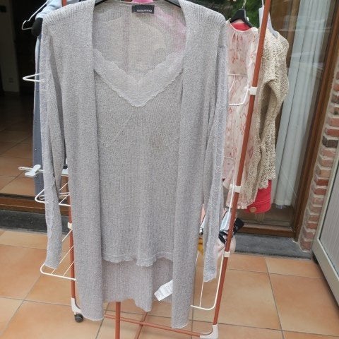 Twinset grijs kant lange gilet Ermanno Scervino mt 40 (it44), Maat 38/40 (M), Nieuw, Ophalen of Verzenden, Ermanno Scervino