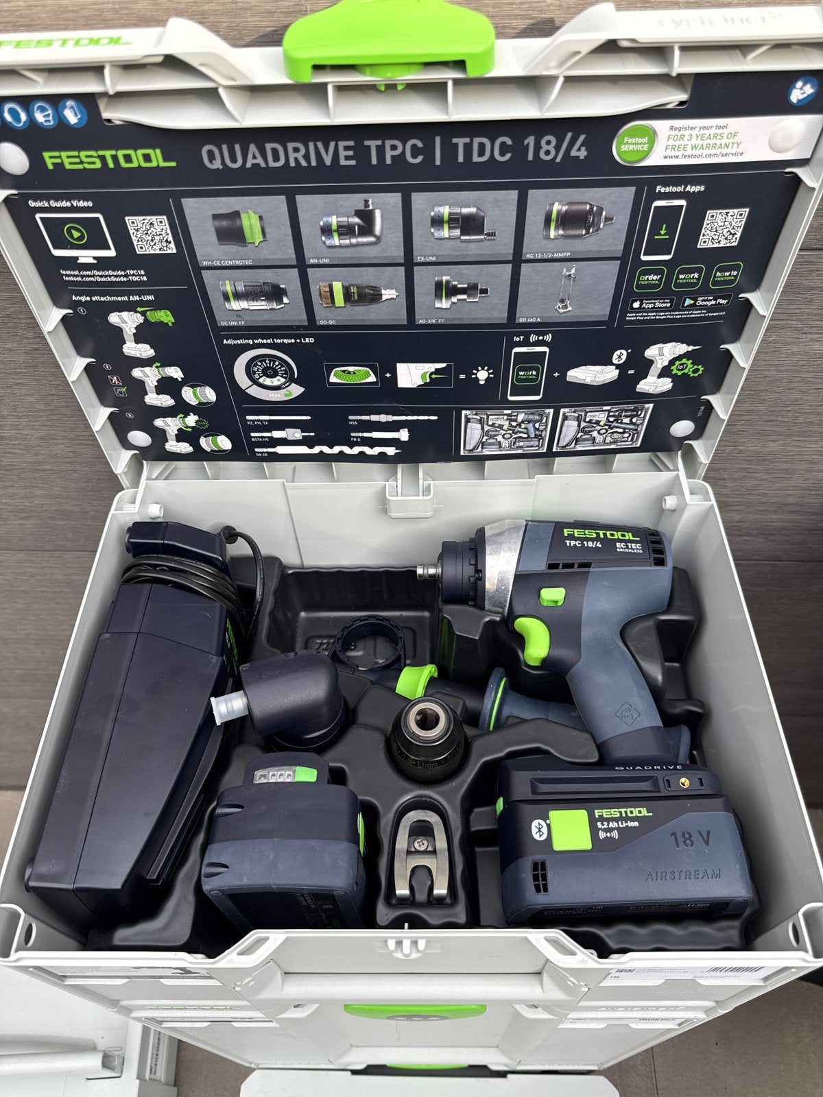 FESTOOL TPC 18/4 QUADRIVE SET XL ACCUBOORMACHINE, 600 watt of meer, Ophalen of Verzenden, Klopboormechanisme, Zo goed als nieuw