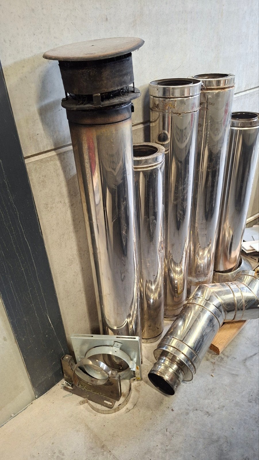RVS rookkanaal / dubbelwandige kachelpijp (Ø130mm), Ophalen, Gebruikt, Afzuiger