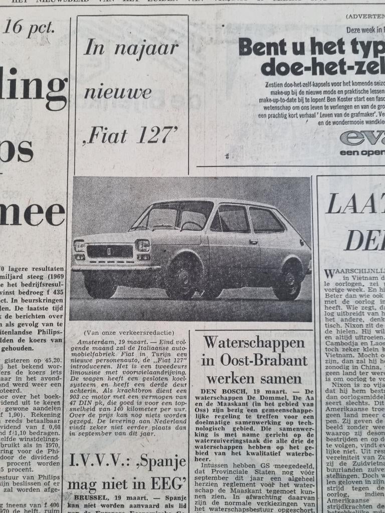 AUTO'S De nieuwe Fiat 127 (1971), Ophalen of Verzenden, 1960 tot 1980, Knipsel(s)
