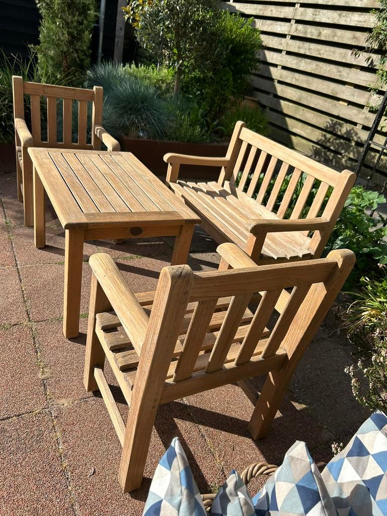 TEAK & GARDEN  teak tuinset: z.g. KIDDY set, Ophalen, Zo goed als nieuw, Teakhout