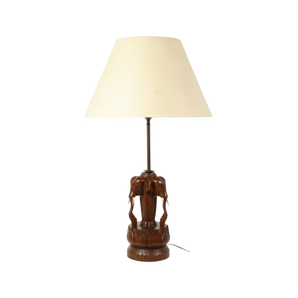 Grote Massief Teak Olifanten Lamp Vintage Tafellamp Sixties, Ophalen of Verzenden