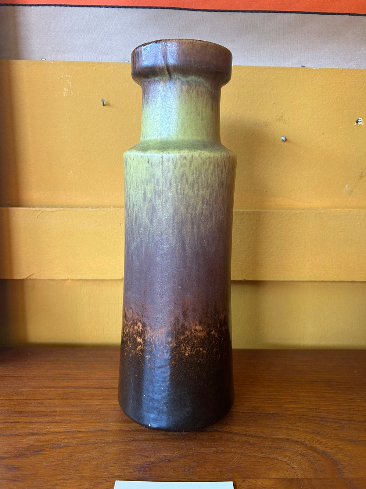 Vintage jaren 70 bruin groene west germany vaas, Verzamelen, Retro, Huis en Inrichting, Ophalen of Verzenden