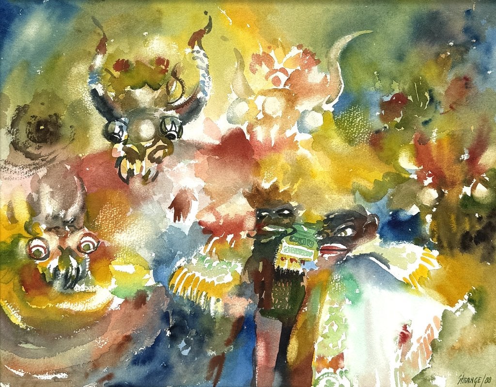 1153. Aquarel, Strange – gestileerde fantasiefiguren, 1988