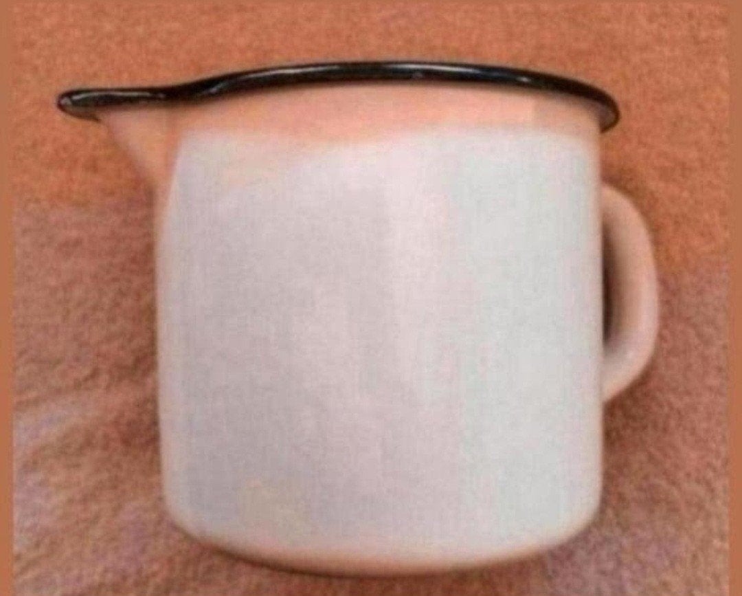 Vintage geëmailleerde maatbeker 1 liter, Ophalen of Verzenden