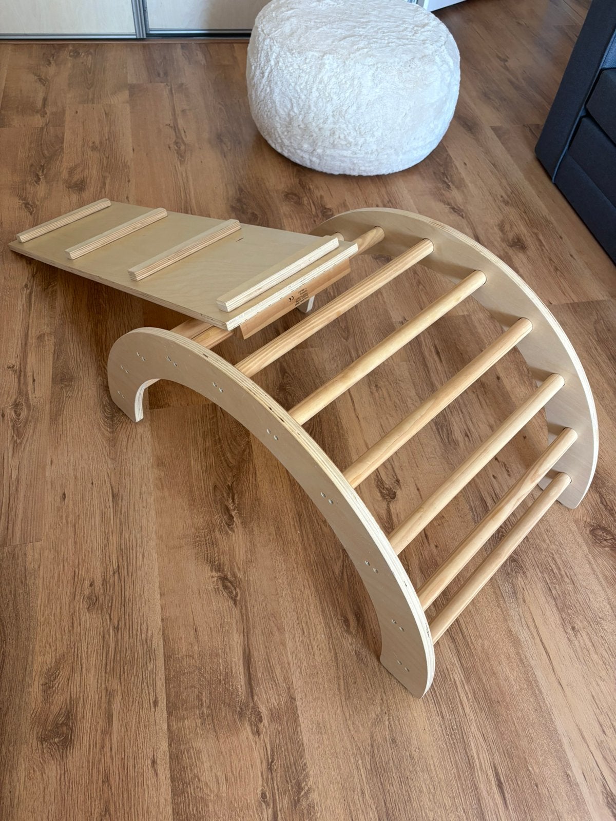 Houten klimrek / klimboog met glijbaan en trappetje, Ophalen, Zo goed als nieuw