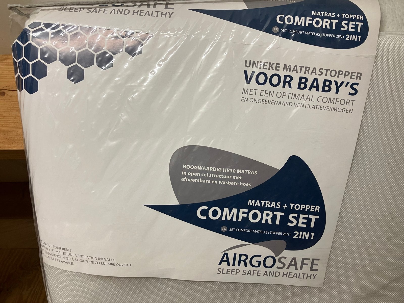 AirgoSafe Matras + Topper Comfort Set voor baby's, Huis en Inrichting, Gebruikt, Eenpersoons, Ophalen of Verzenden, Overige maten