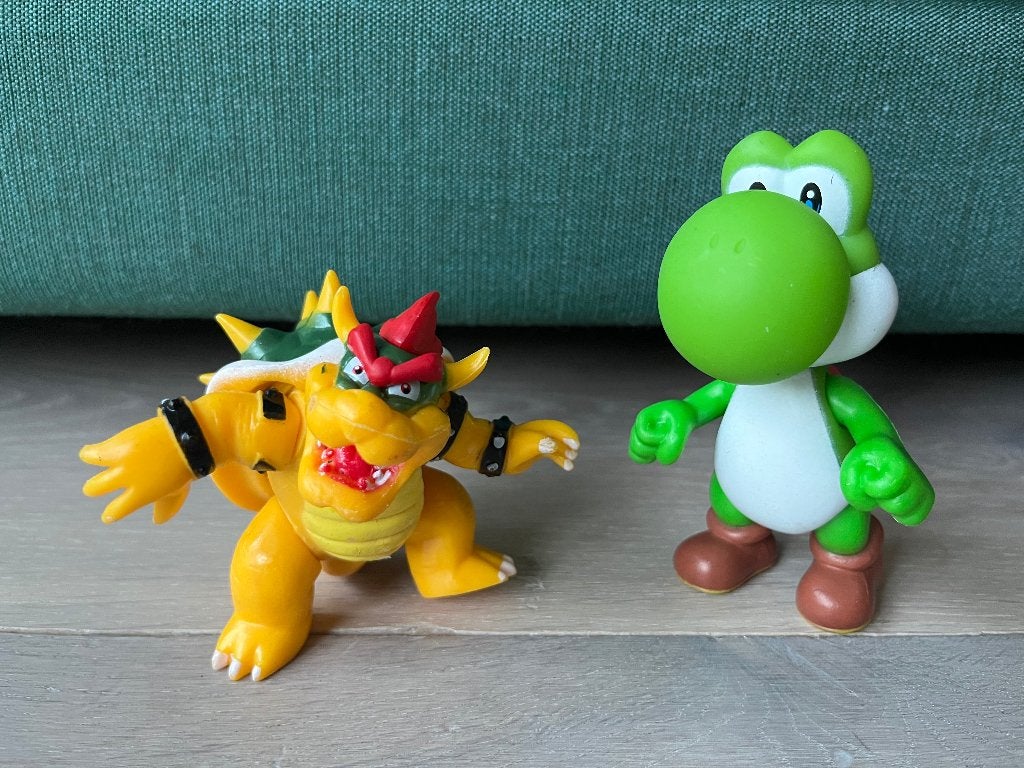 Mario vintage figuren Bowser en Yoshi, Verzenden, Gebruikt