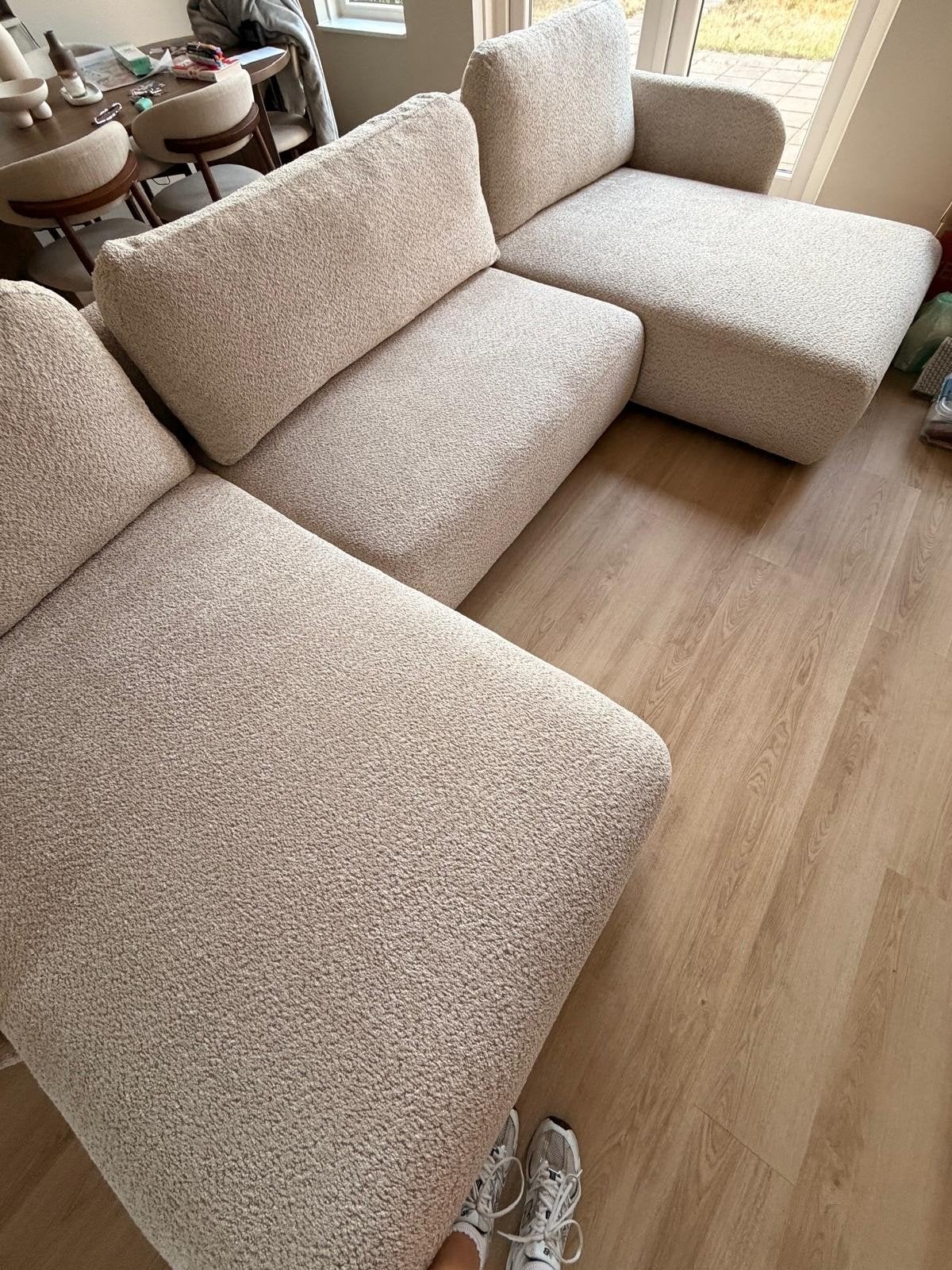 Comfortabele modulaire bank in teddy stof, Huis en Inrichting, Banken | Complete zithoeken, Ophalen, Zo goed als nieuw, Stof, Modern, Scandinavisch, Comfortabel