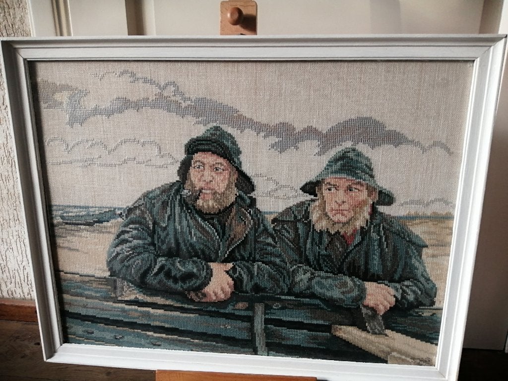 schilderij  zeeman geborduurd, Schilderij, Meerkleurig, Zo goed als nieuw, 52 cm