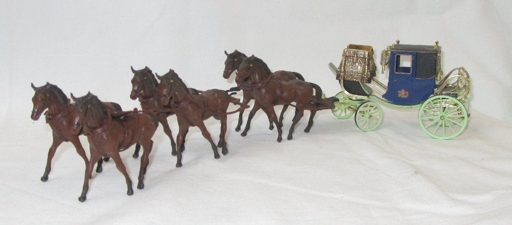 Brumm koets 4-span + 2 losse paarden, Ophalen of Verzenden, Gebruikt, Overige typen, Overige merken