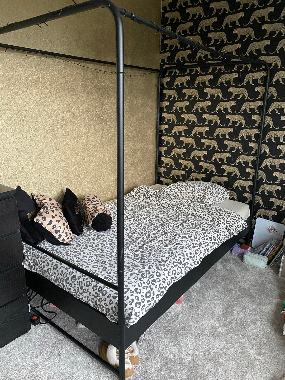 Vt wonen hemelbed twijfelaar 1.20x2.00m, zwart, Huis en Inrichting, Ophalen, Zwart, Zo goed als nieuw, Twijfelaar