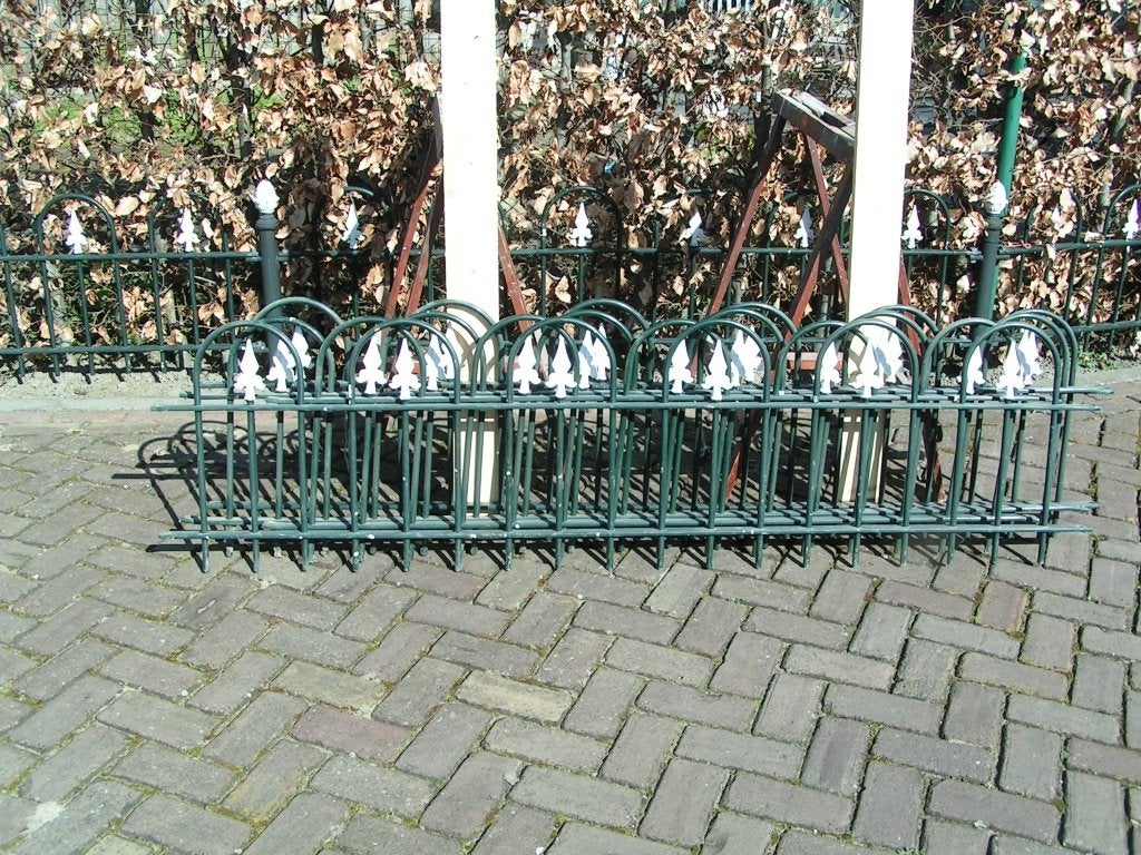 zwaar smeedijzeren hekwerk 5 delen - groen - ca. 8.00 m lang, Ophalen, Gebruikt, IJzer, Sierhekwerk