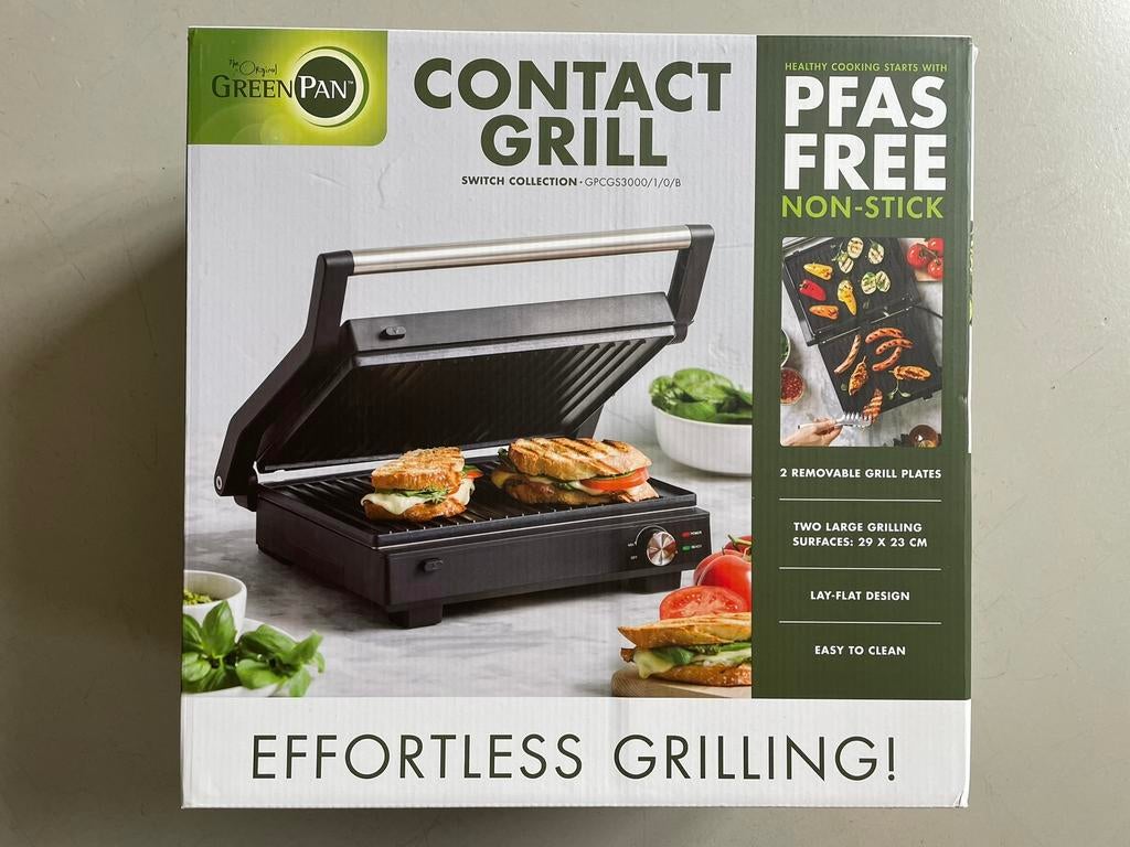 -NIEUW- Greenpan Contactgrill Switch, Ophalen, Uitneembare platen, Nieuw