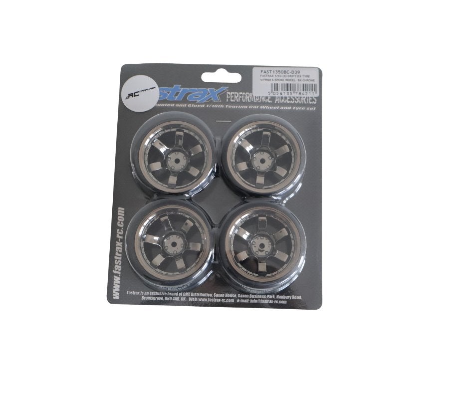FASTRAX 1/10 Drift D3 Banden met 9mm 6-Spoke Velgen