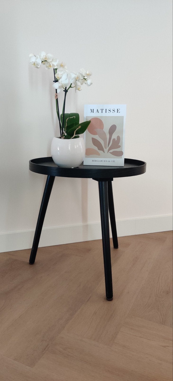 Zwarte bijzettafel 45x45 cm, Ophalen, Minder dan 45 cm, Minder dan 55 cm, Rond