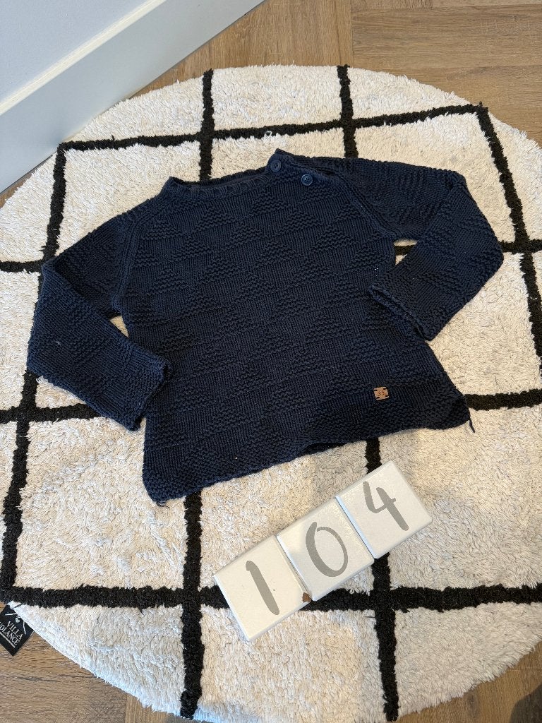 Heel goed blauw gebreid Zara sweater trui 104 ronde hals, Jongen of Meisje, Trui of Vest, Ophalen of Verzenden, Zo goed als nieuw