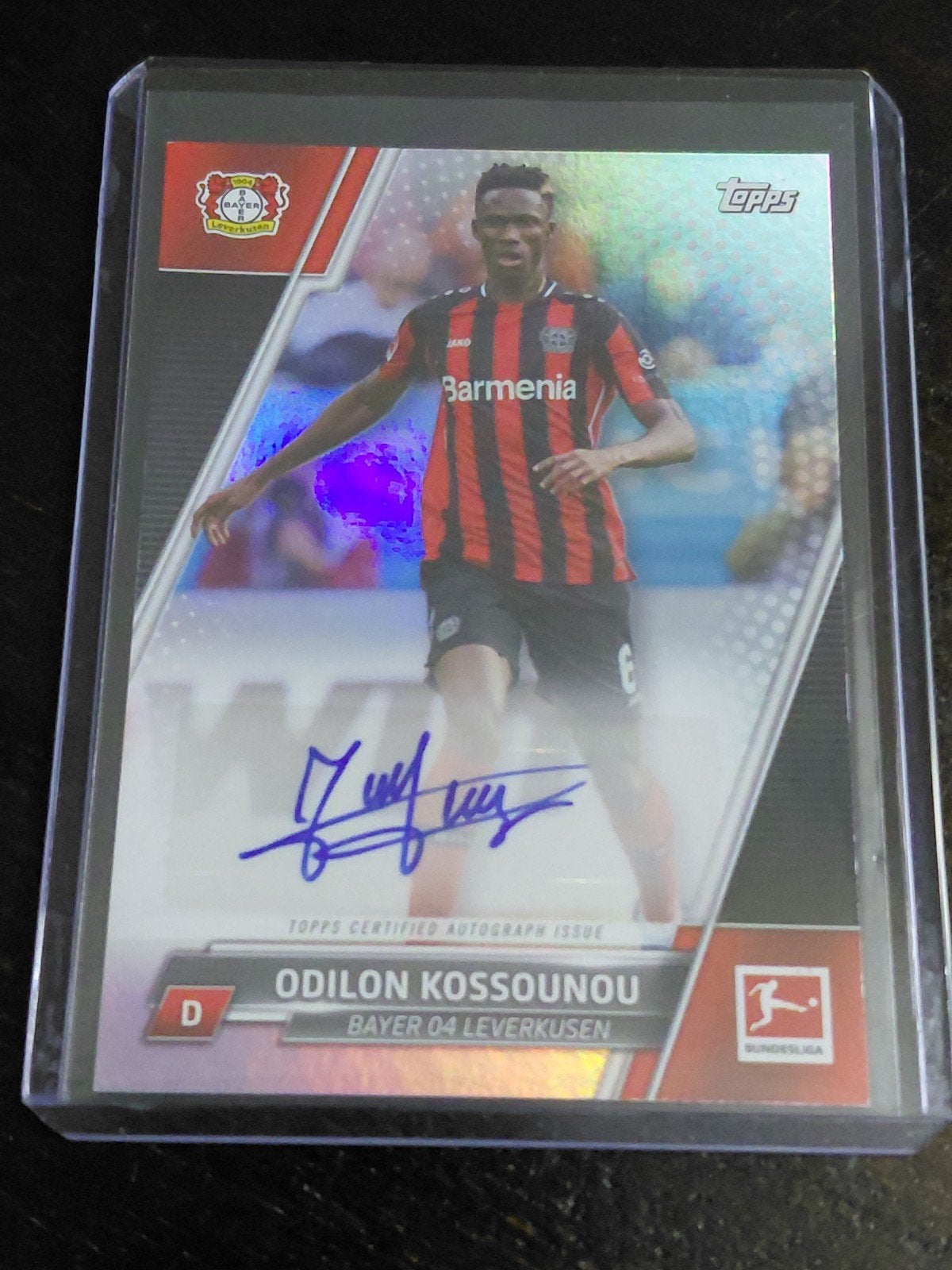 Odilon Kossounou Topps Autograph Kaart - Bayer Leverkusen, Verzamelen, Ophalen of Verzenden, Zo goed als nieuw, Buitenlandse clubs