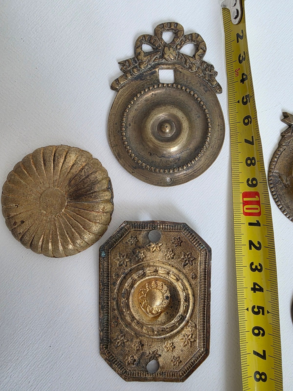 5 Stuks Antiek Messing Deurbeslag - Interbellum Periode, Antiek en Kunst, Antiek | Overige Antiek, Ophalen of Verzenden