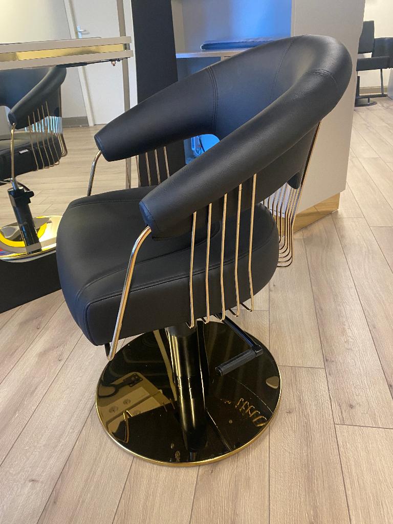 Knipstoel Elite Goud make-up stoel saloninterieur kapsalon, Knipstoel, Zwart, Nieuw, Ophalen of Verzenden