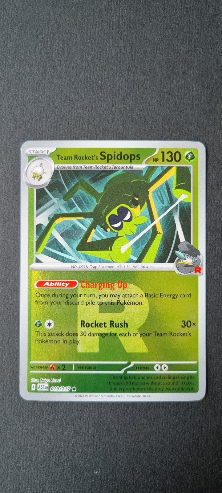Team Rocket's Spidops Pokeball XASC 019/217, Ophalen of Verzenden, Zo goed als nieuw, Losse kaart, Foil