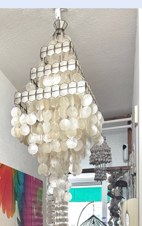 Schelpen lamp capiz jaren 60, Ophalen of Verzenden, Zo goed als nieuw