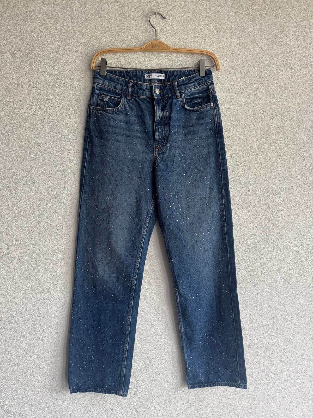 Zara Y2K denim jeans met steentjes, Blauw, Zara, Ophalen of Verzenden, Zo goed als nieuw