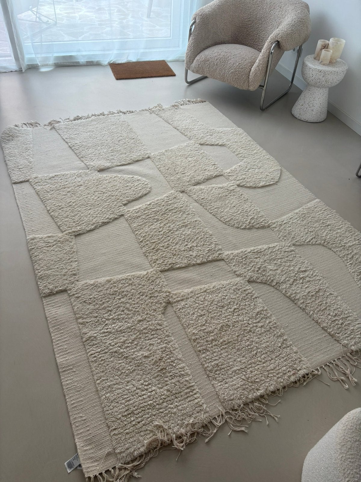 H&M Home wollen vloerkleed 170x240 | beige / ecru | design, Ophalen, 200 cm of meer, Zo goed als nieuw, Crème