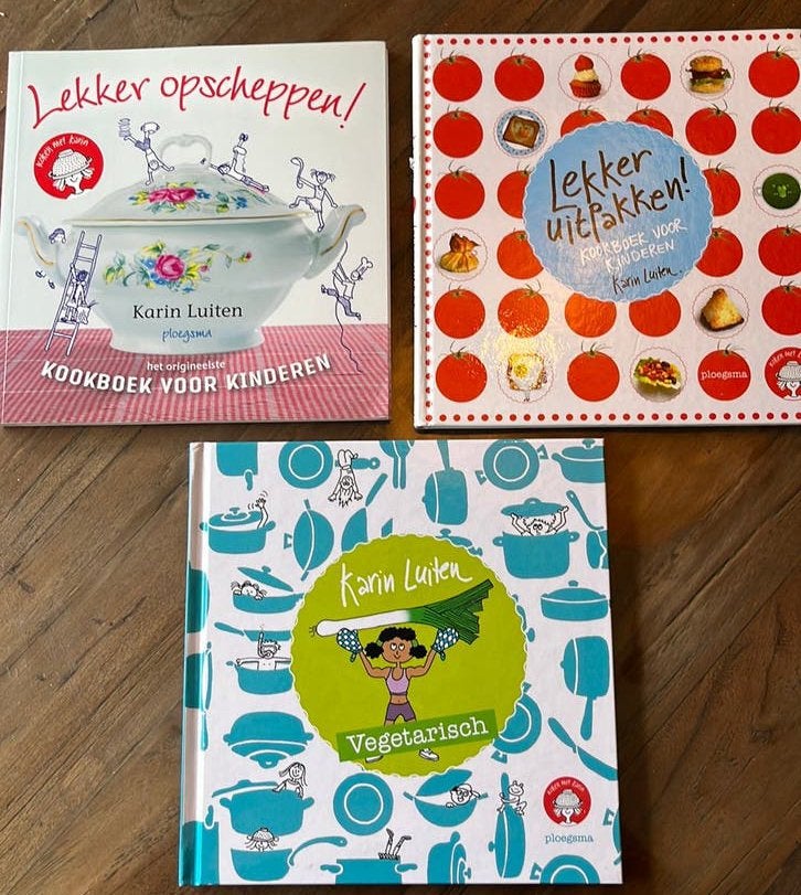 3 kinderkookboeken van Karin Luiten, Ophalen of Verzenden, Zo goed als nieuw, Nederland en België, Vegetarisch