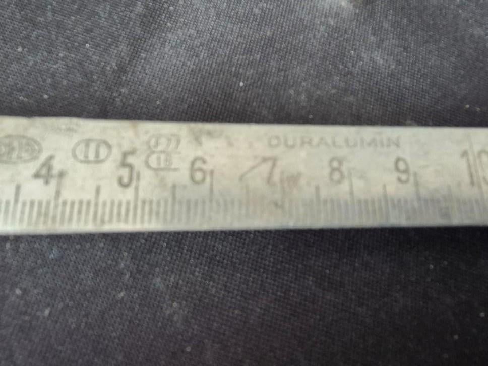 Vintage Duralumin Duimstok met koperen scharnierpunten, Ophalen of Verzenden, Gebruikt, Afstand