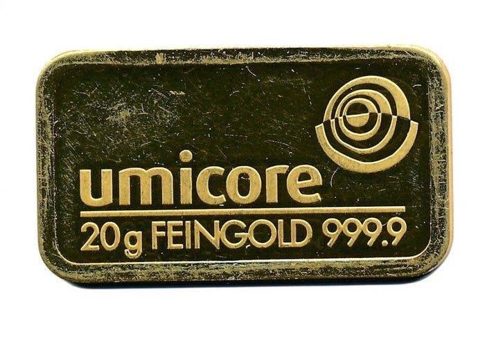 Goud baar 20 gram Umicore, Ophalen of Verzenden, Goud