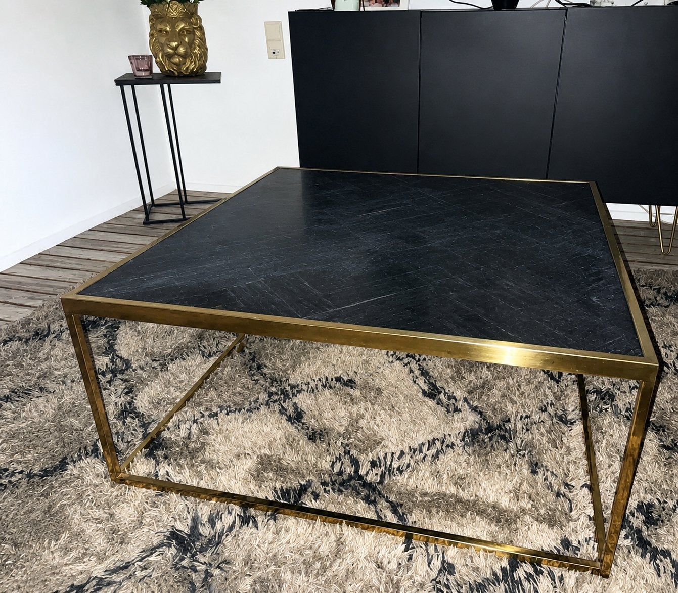 Richmond Salontafel Blackbone GOLD 90x90, Ophalen, Gebruikt, 50 tot 100 cm, Vierkant
