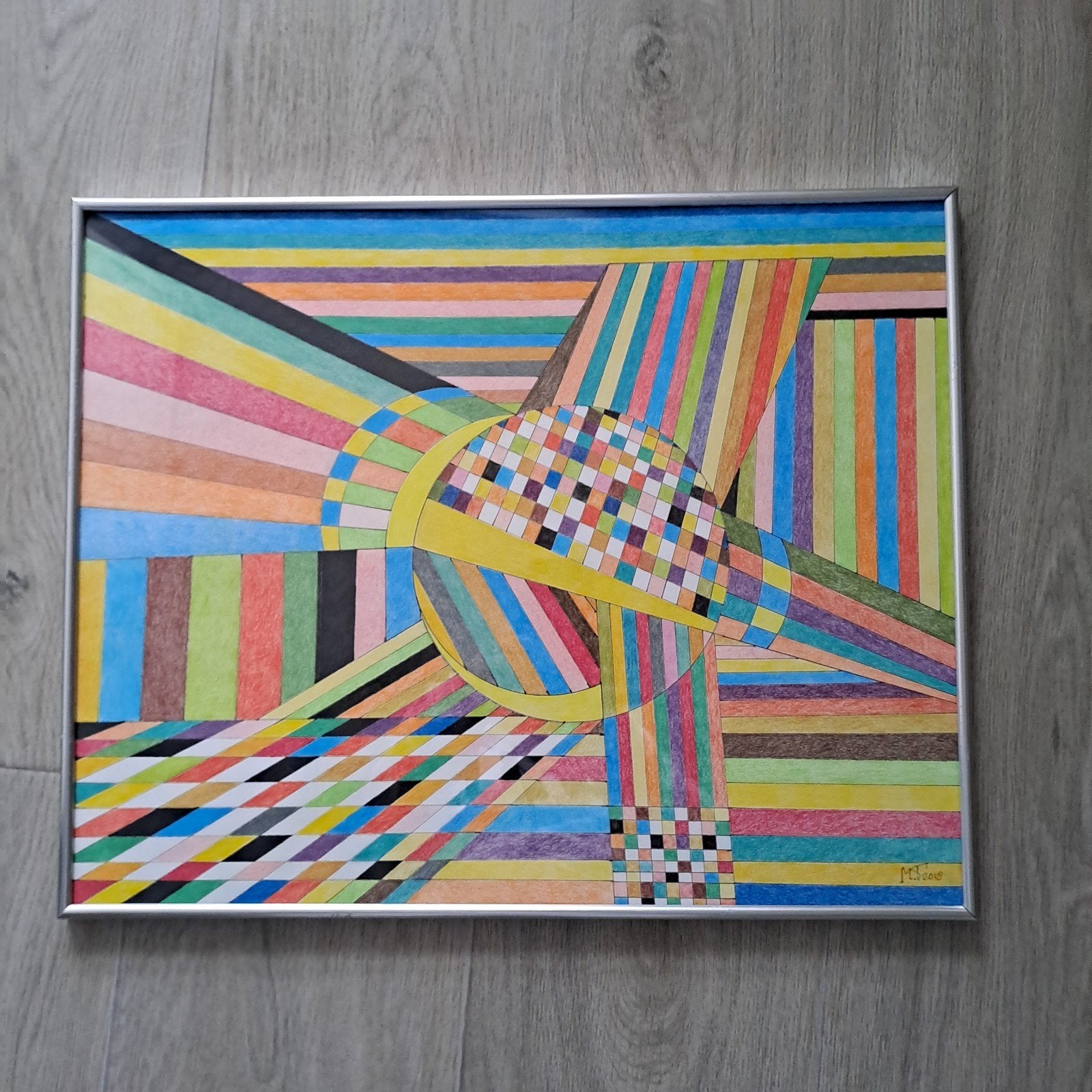 Zelfgemaakte tekening gekleurd abstract, Ophalen, 50 – 75, Minder dan 50 cm, Zo goed als nieuw